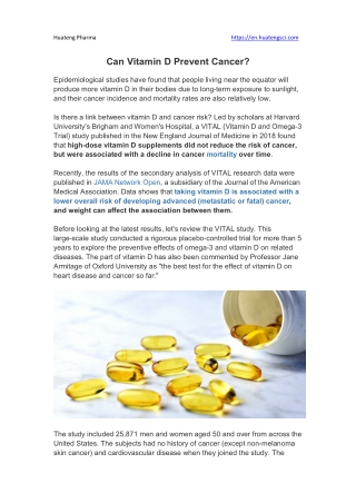 Can Vitamin D Prevent Cancer?