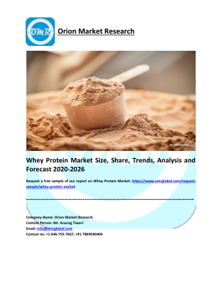 Whey Protein Market Research and Forecast 2020-2026