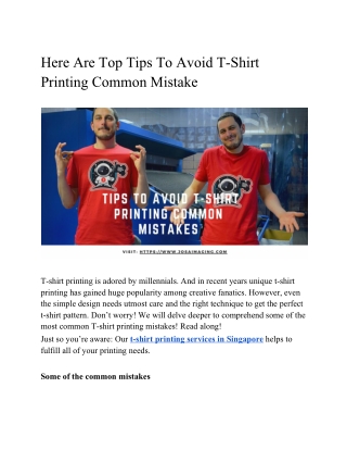 Here Are Top Tips To Avoid T-Shirt Printing Common Mistake