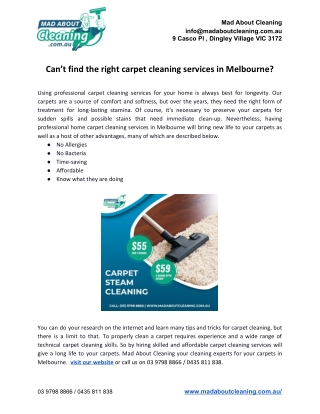 Can’t find the right carpet cleaning services in Melbourne?