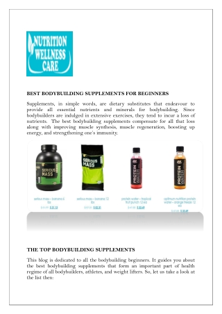 BEST BODYBUILDING SUPPLEMENTS FOR BEGINNERS