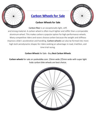 Carbon Wheels for Sale