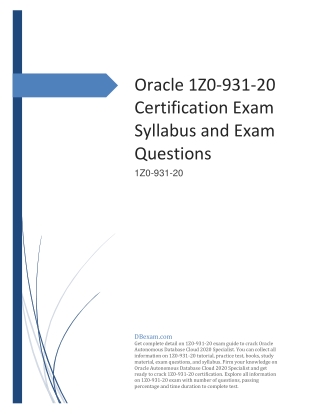 Oracle 1Z0-931-20 Certification Exam Syllabus and Exam Questions