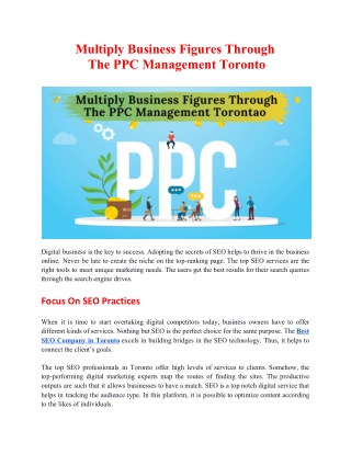 Multiply Business Figures Through The PPC Management Toronto