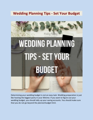 Wedding Planning Tips - Set Your Budget