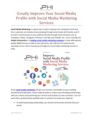 Greatly Improve Your Social Media Profile with Social Media Marketing Services