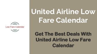 United Airline low Fare Calendar