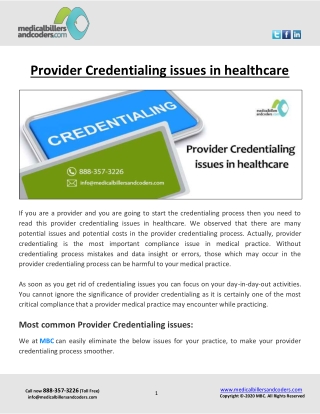 Provider Credentialing issues in healthcare