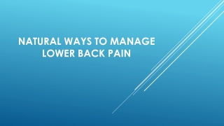 Natural Ways to Manage Lower Back Pain