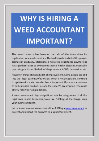 Why Is Hiring A Weed Accountant Important?