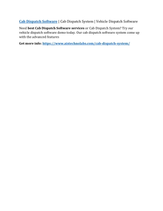 Cab Dispatch Software | Cab Dispatch System | Vehicle Dispatch Software