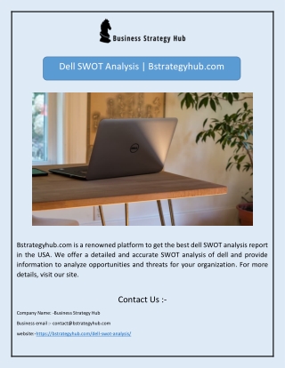 Dell SWOT Analysis | Bstrategyhub.com