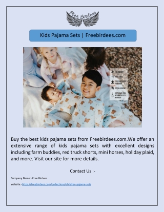 Kids Pajama Sets | Freebirdees.com