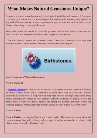 What Makes Natural Gemstones Unique?