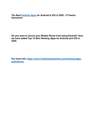 The Best Hacking Apps for Android & iOS in 2020 - 21Twelve Interactive