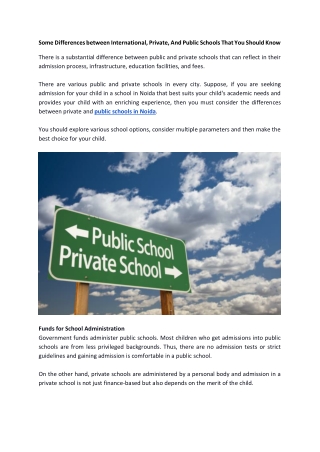 Some Differences between International, Private, And Public Schools That You Should Know