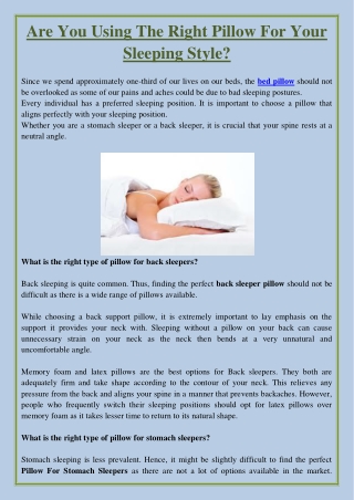 Are You Using The Right Pillow For Your Sleeping Style?