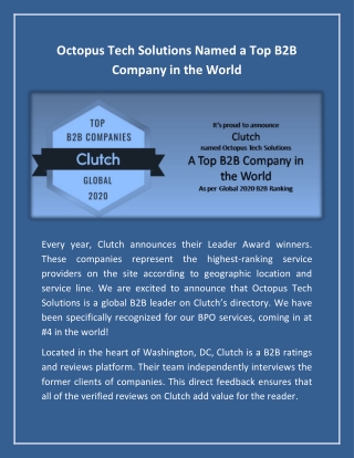 Octopus Tech Solutions Named a Top B2B Company in the World