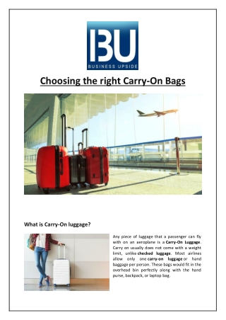 Choosing the right Carry-On Bags