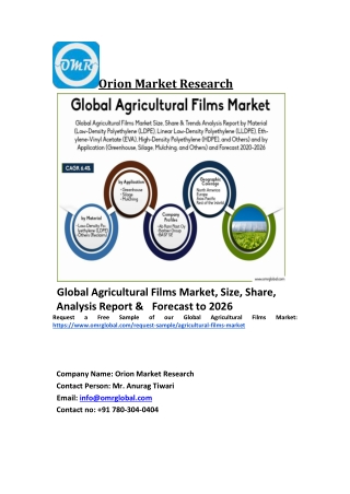 Global Agricultural Films Market Size, Share, Analysis, Industry Report and Forecast 2020-2026