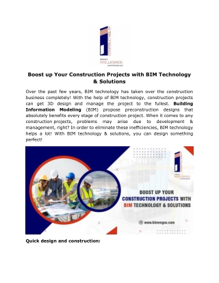 Boost up Your Construction Projects with BIM Technology & Solutions