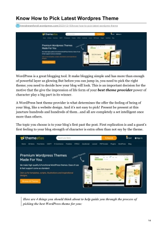 Know How to Pick Latest Wordpres Theme