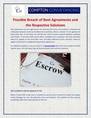 Possible Breach of Rent Agreements and Eviction Notices Dubai