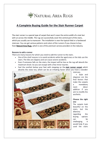 A Complete Buying Guide for the Stair Runner Carpet