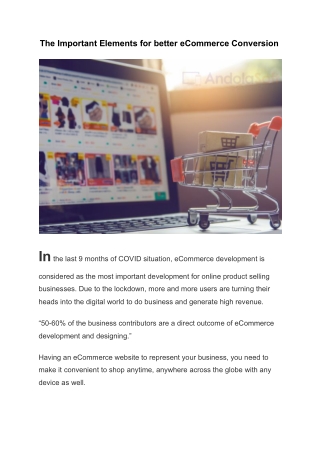 The Important Elements for better eCommerce Conversion