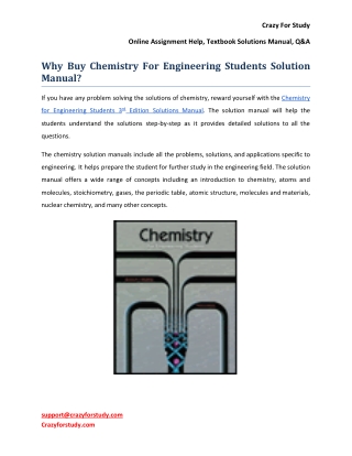 Why Buy Chemistry For Engineering Students Solution Manual?