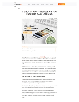CURIOSITY APP – THE BEST APP FOR ENSURING DAILY LEARNING