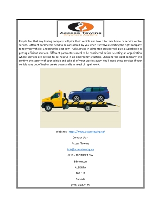 Cheap Tow Truck Service In Edmonton | Accesstowing.ca
