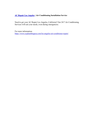 AC Repair Los Angeles | Air Conditioning Installation Service