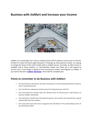 Business with JioMart and Increase your Income