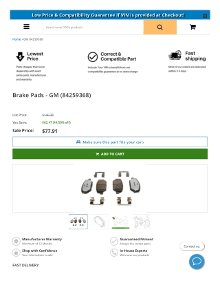 Brake Pads - GM (84259368)