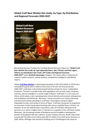 Global Craft Beer Market Size study, by Type, by Distribution and Regional Forecasts 2020-2027