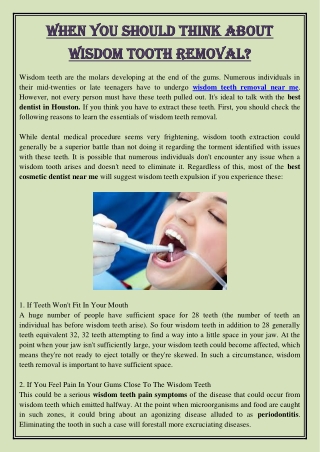 When You Should Think About Wisdom Tooth Removal?