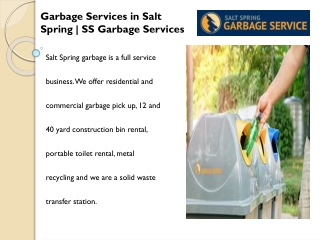 Garbage Services in Salt Spring | SS Garbage