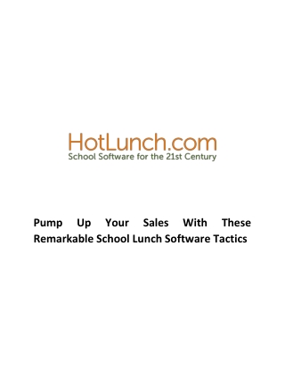 School Lunch Software with POS System - HotLunch