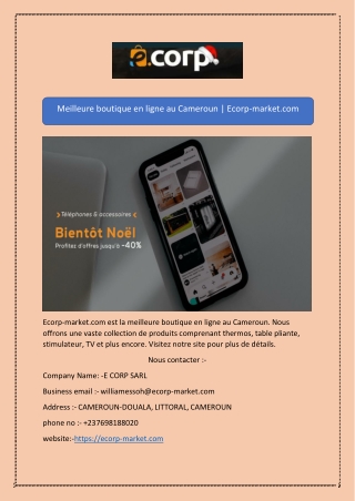 Meilleure boutique en ligne au Cameroun | Ecorp-market.com