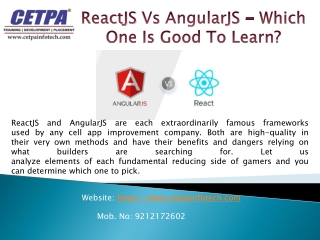 ReactJS Vs AngularJS - Which One Is Good To Learn?