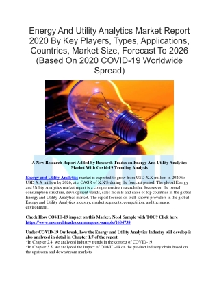 Energy And Utility Analytics Market Report 2020 By Key Players, Types, Applications, Countries, Market Size, Forecast To