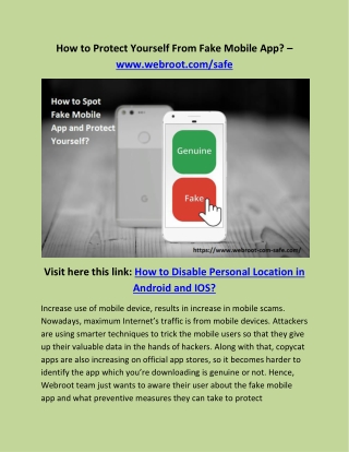 How to Protect Yourself From Fake Mobile App? – www.webroot.com/safe