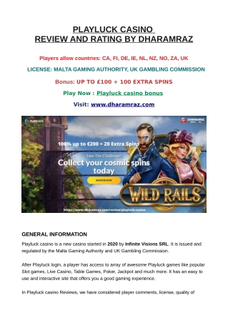 PlayLuck Casino Review 2020 | Playluck Casino Free Spins | Mobile Bonus
