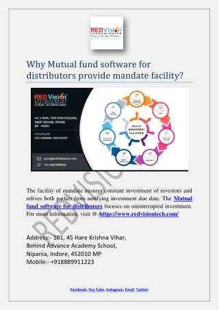 Why Mutual fund software for distributors provide mandate facility?