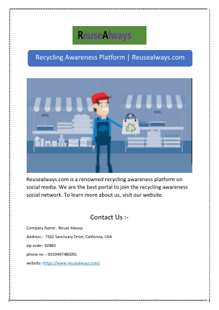 Recycling Awareness Platform | Reusealways.com