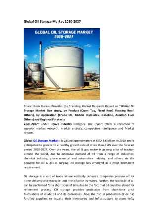 Global Oil Storage Market 2020-2027