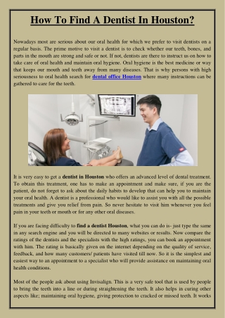 How To Find A Dentist In Houston?