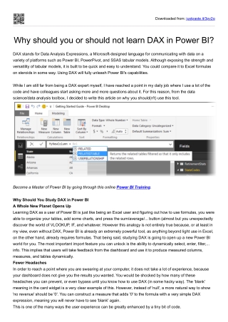 Why should you or should not learn DAX in Power BI