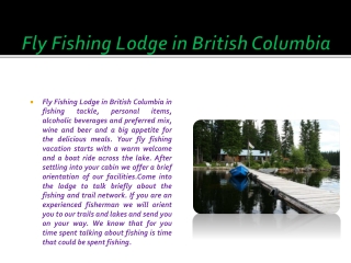 Fly Fishing Lodge in British Columbia